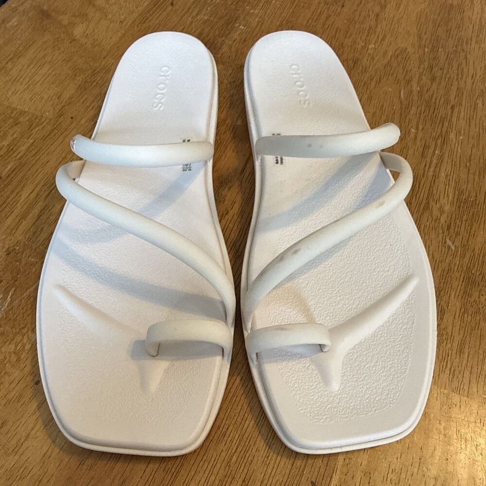 Crocs Miami Toe Loop Sandals Women’s Size 10 White Platform Slide Sandals